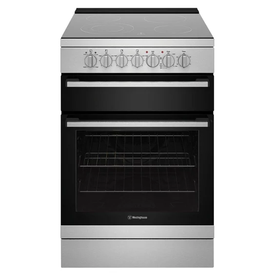 A freestanding stainless steel oven