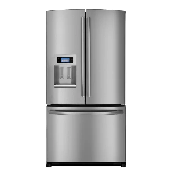 A stainless steel French-door refrigerator
